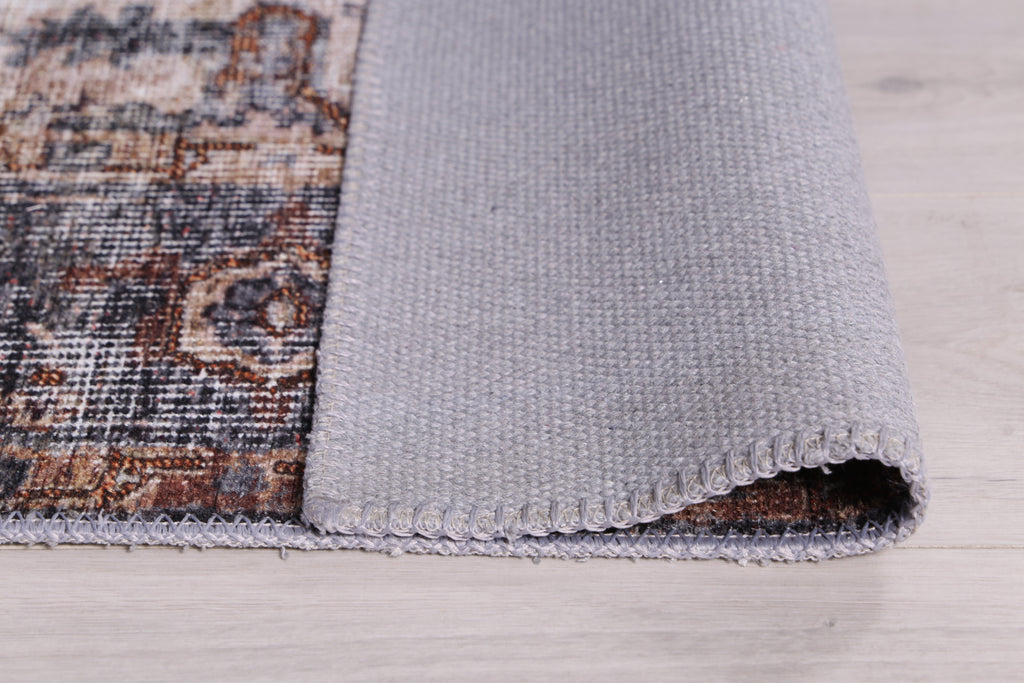 Distressed Vintage Cezanne Rabbit Gray Inca Gold Area Rug - VITAL 2244-04