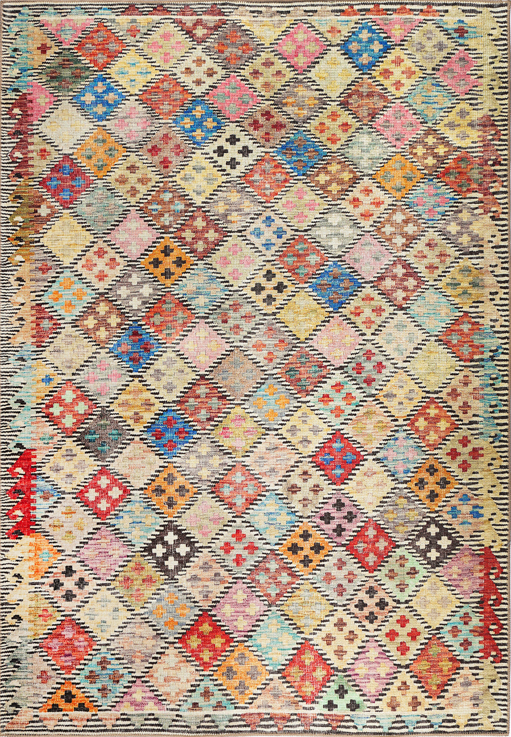 Diamond Vintage Multi Washable Rug - VITAL 2643-00