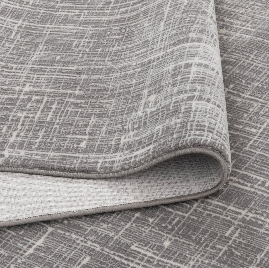 Atina Distressed Geo Lines Grey Rug - AT02