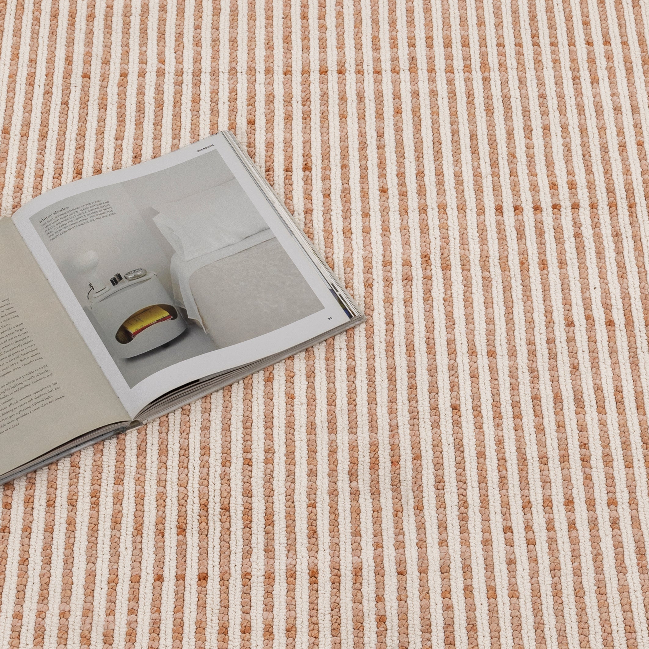 Berno Pink Ivory Loop Stripes Rug - B002