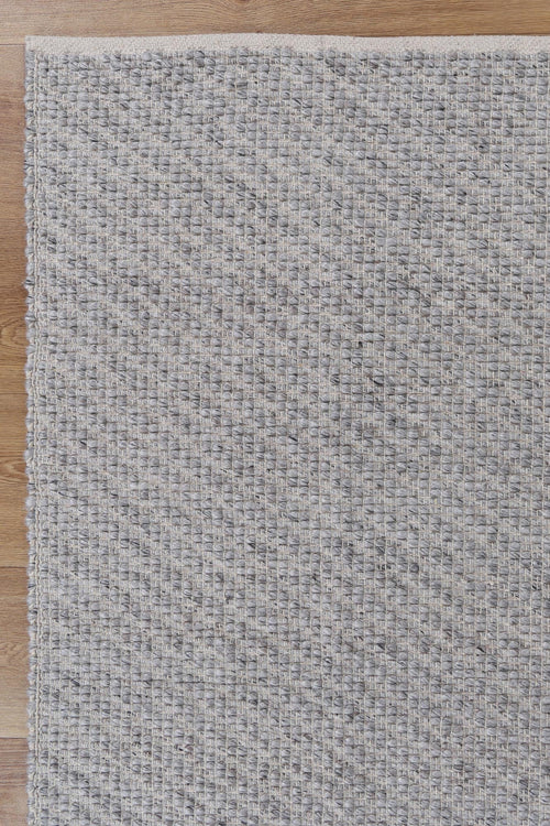 Basalt Grey Wool Blend Textured Rug - GREY