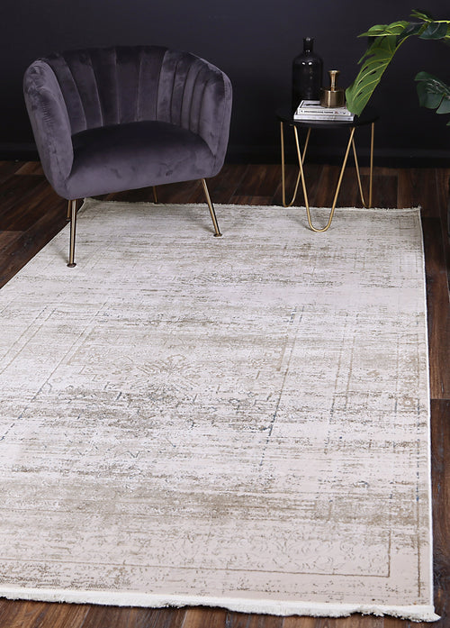 Bohemian Paradise Traditional Beige Blue Rug -04BBLU