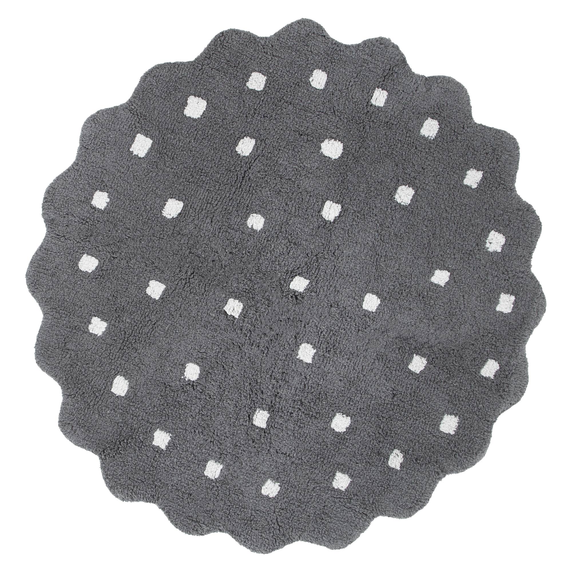 Mellow Round Scalloped Kids Rug Grey: New Arrival