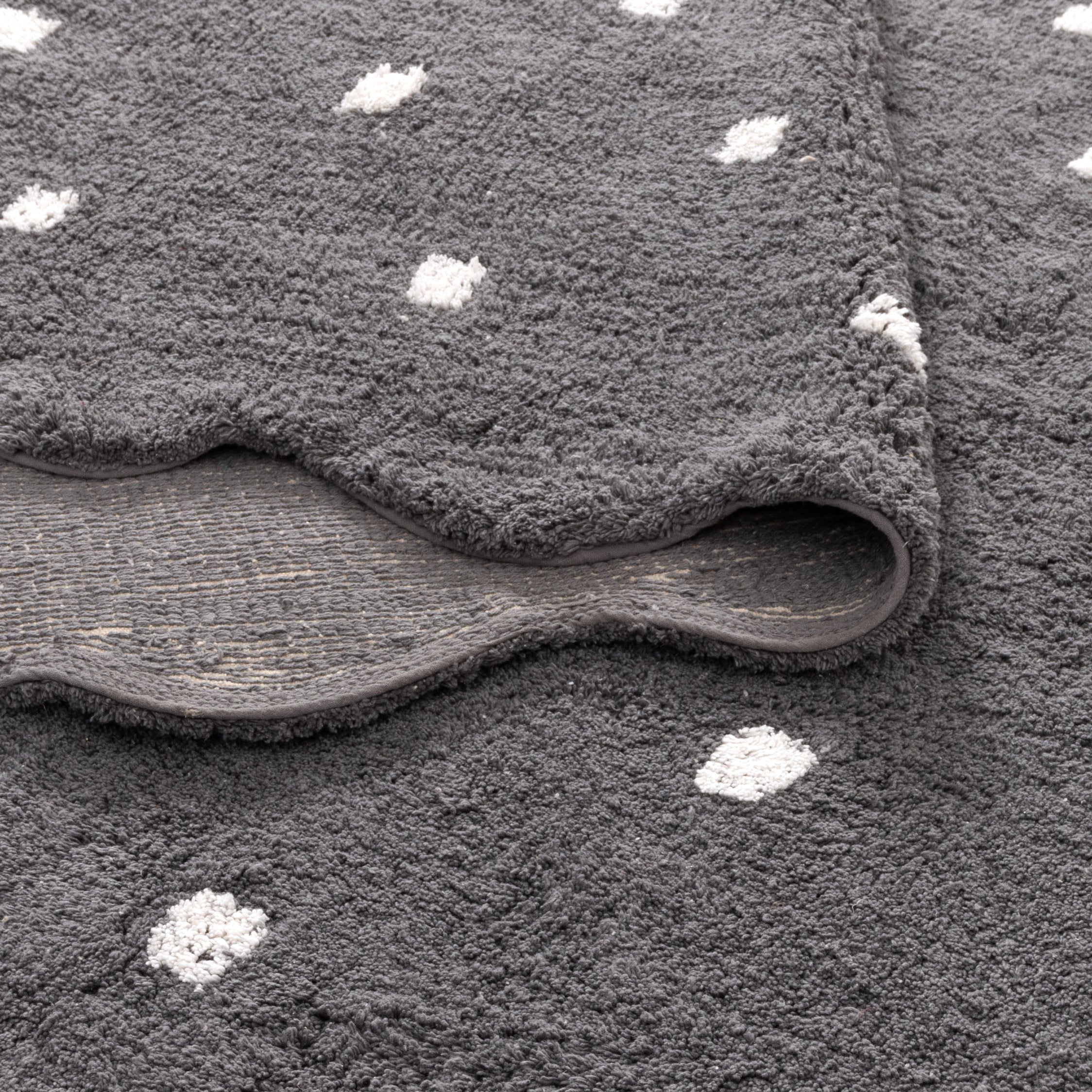 Mellow Round Scalloped Kids Rug Grey: New Arrival