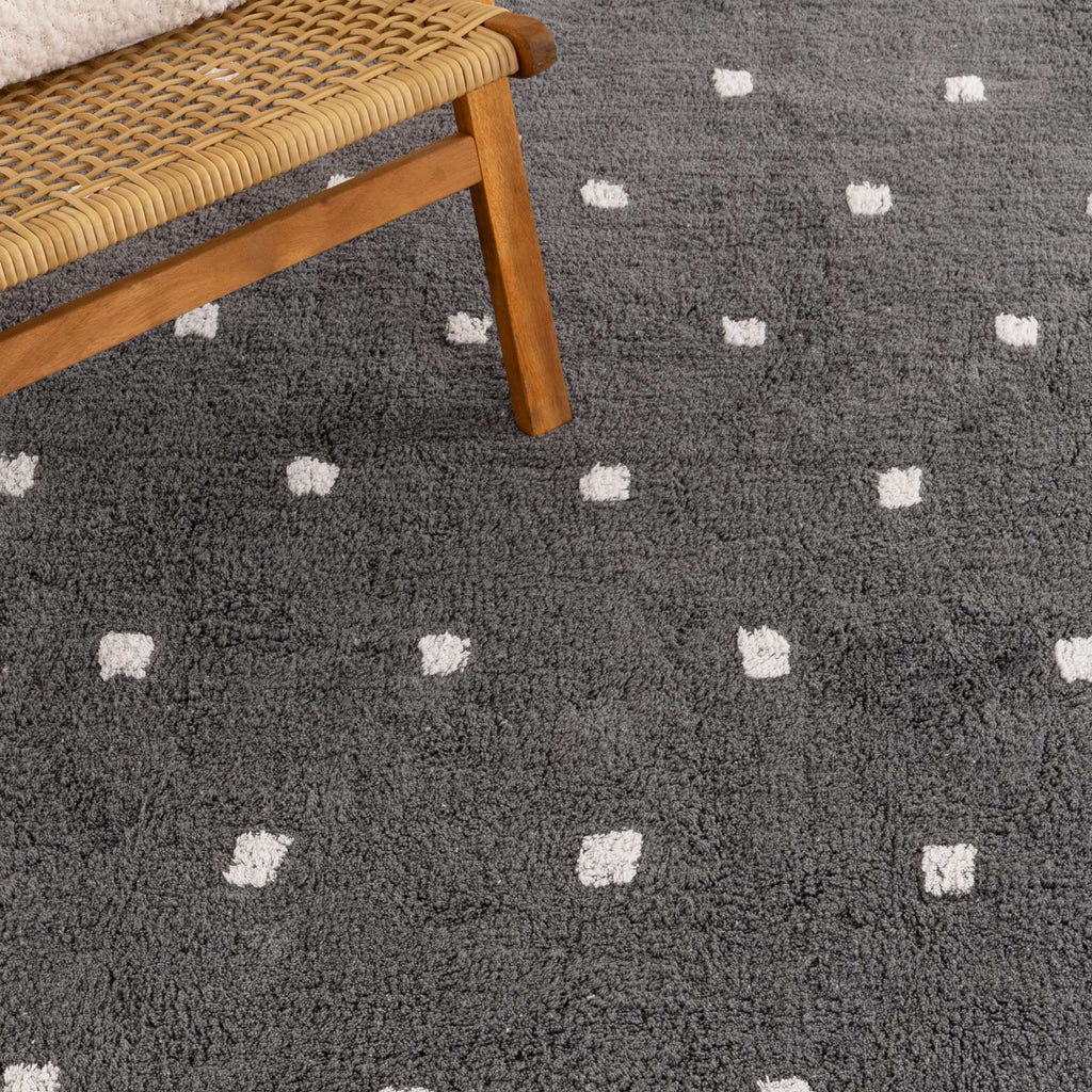 Mellow Round Scalloped Kids Rug Grey: New Arrival