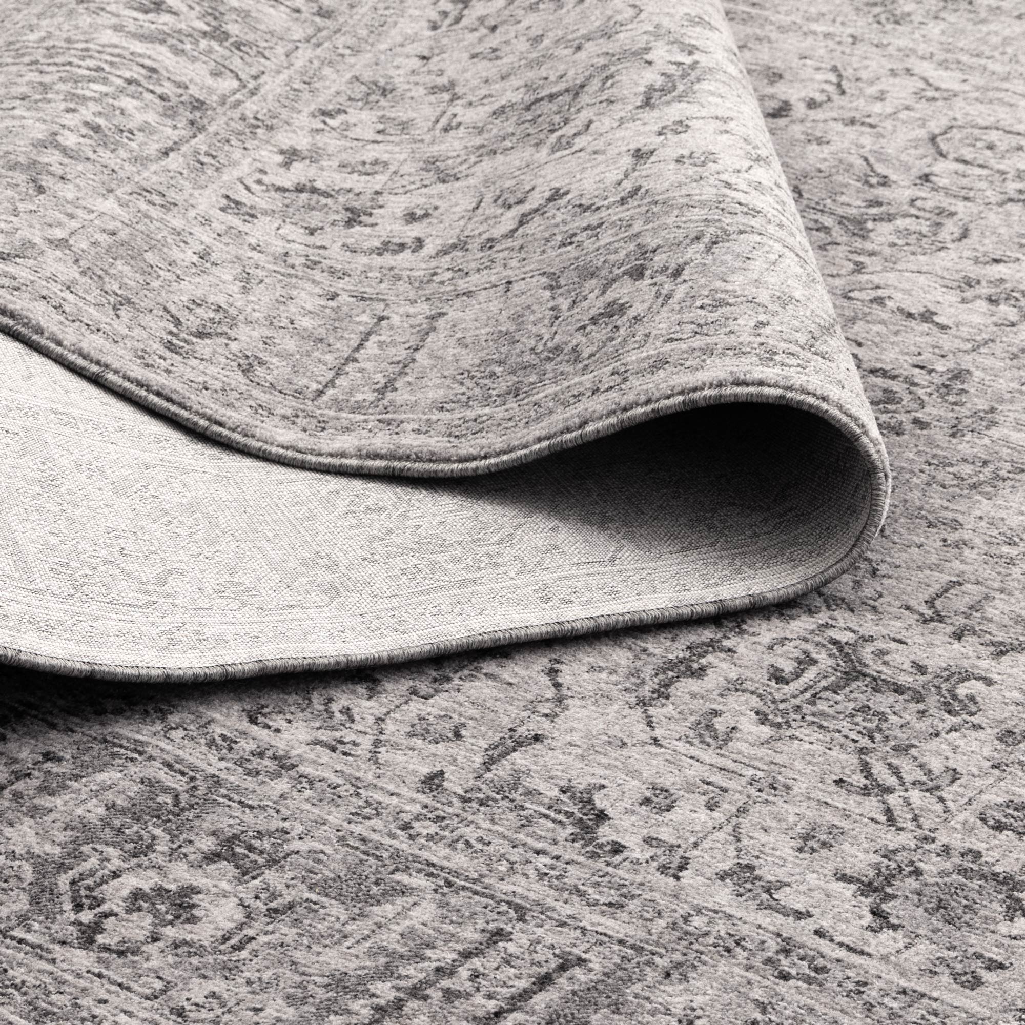 Heritage Distressed Border Grey Runner- H108: (Different Tassel)