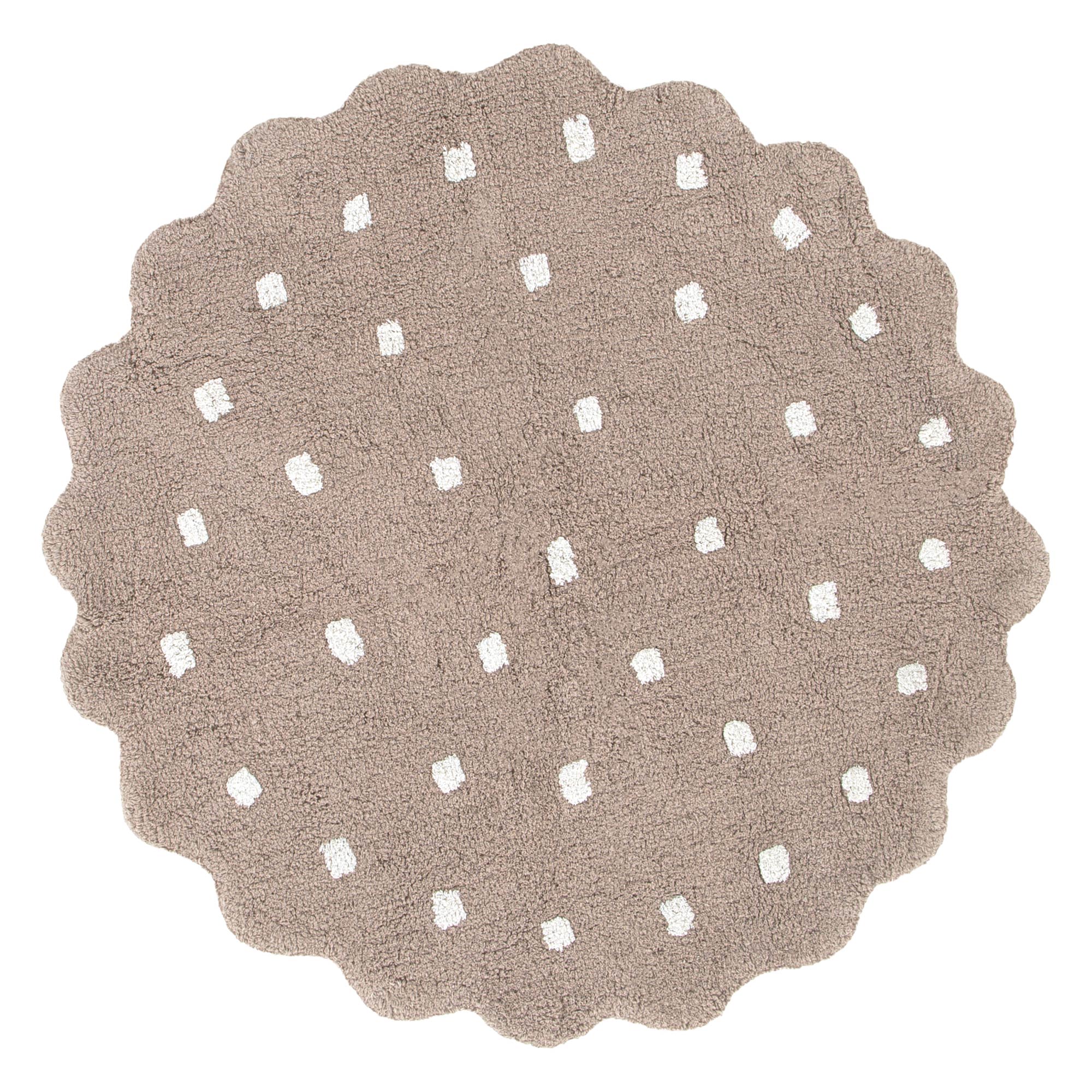 Mellow Round Scalloped Kids Rug Mushroom Beige: New Arrival