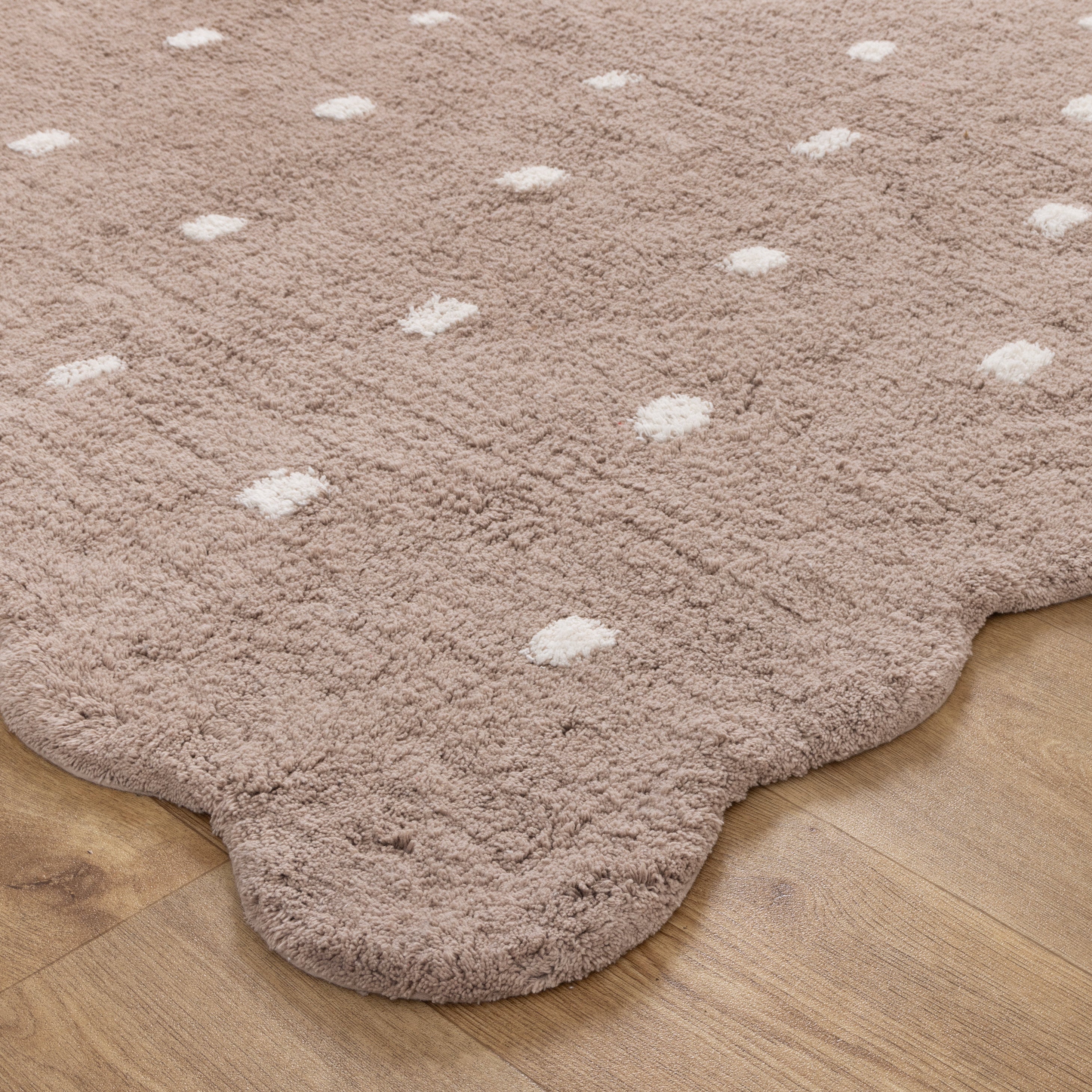Mellow Round Scalloped Kids Rug Mushroom Beige: New Arrival