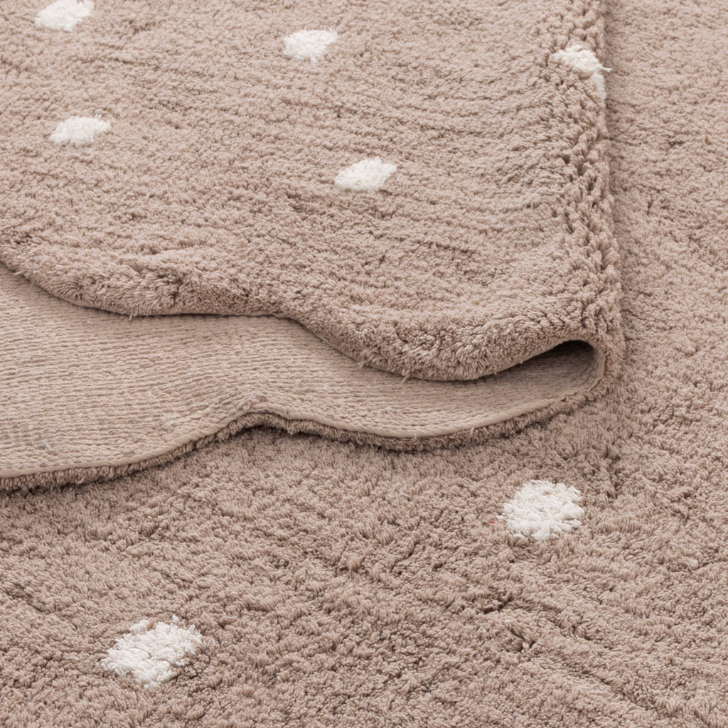 Mellow Round Scalloped Kids Rug Mushroom Beige: New Arrival