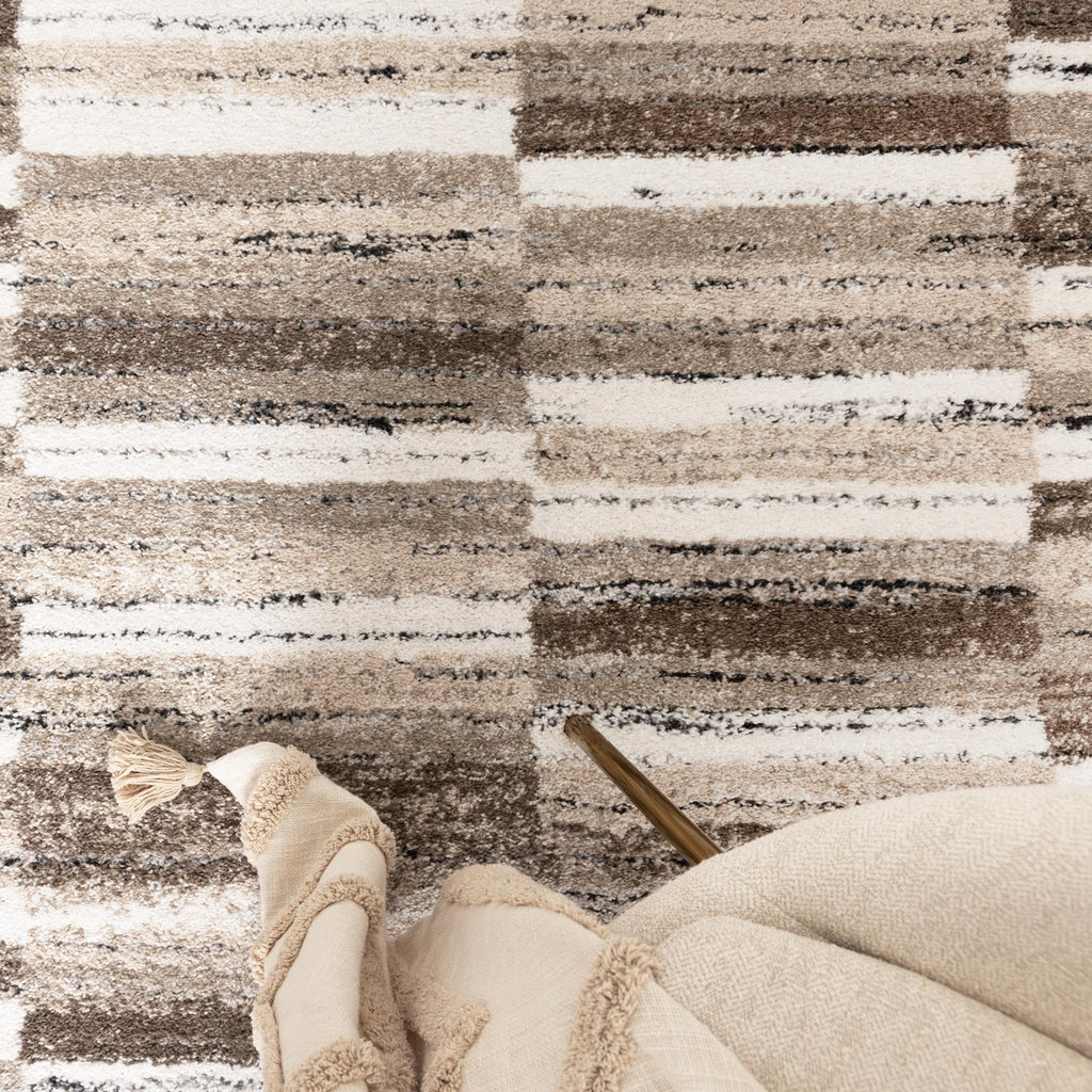 Nola Shapes Beige Brown Rug - N002