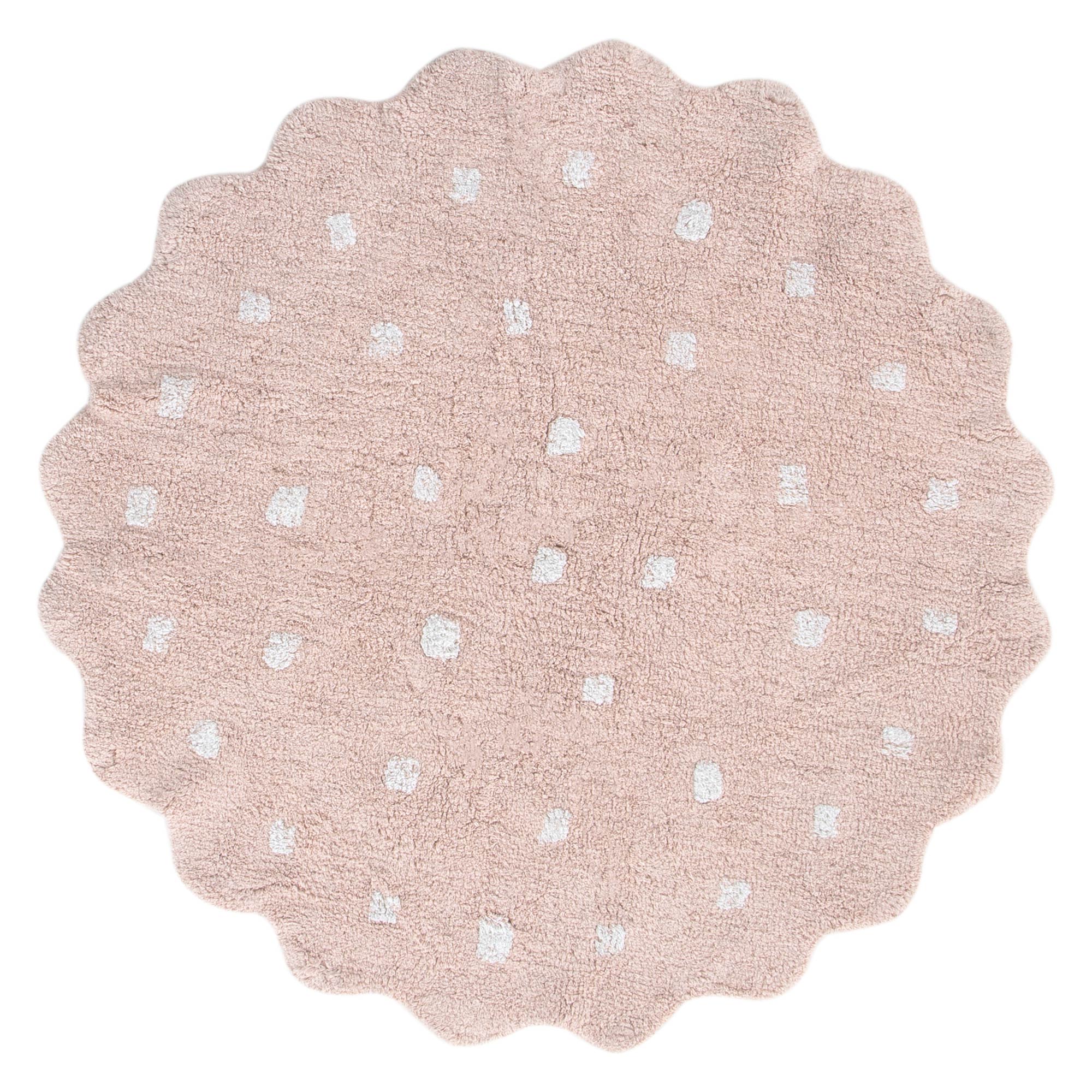Mellow Round Scalloped Kids Rug Blush Pink: New Arrival