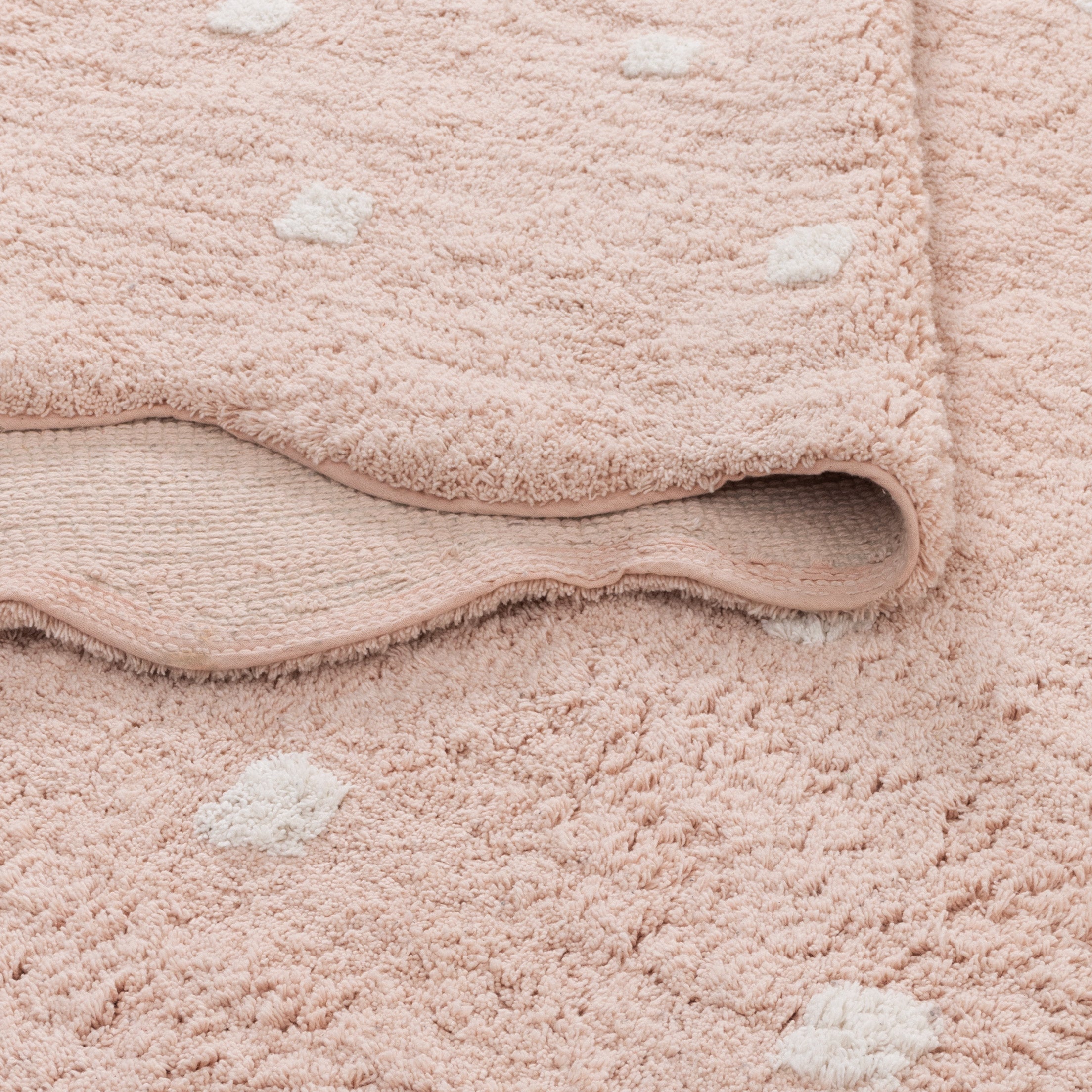 Mellow Round Scalloped Kids Rug Blush Pink: New Arrival