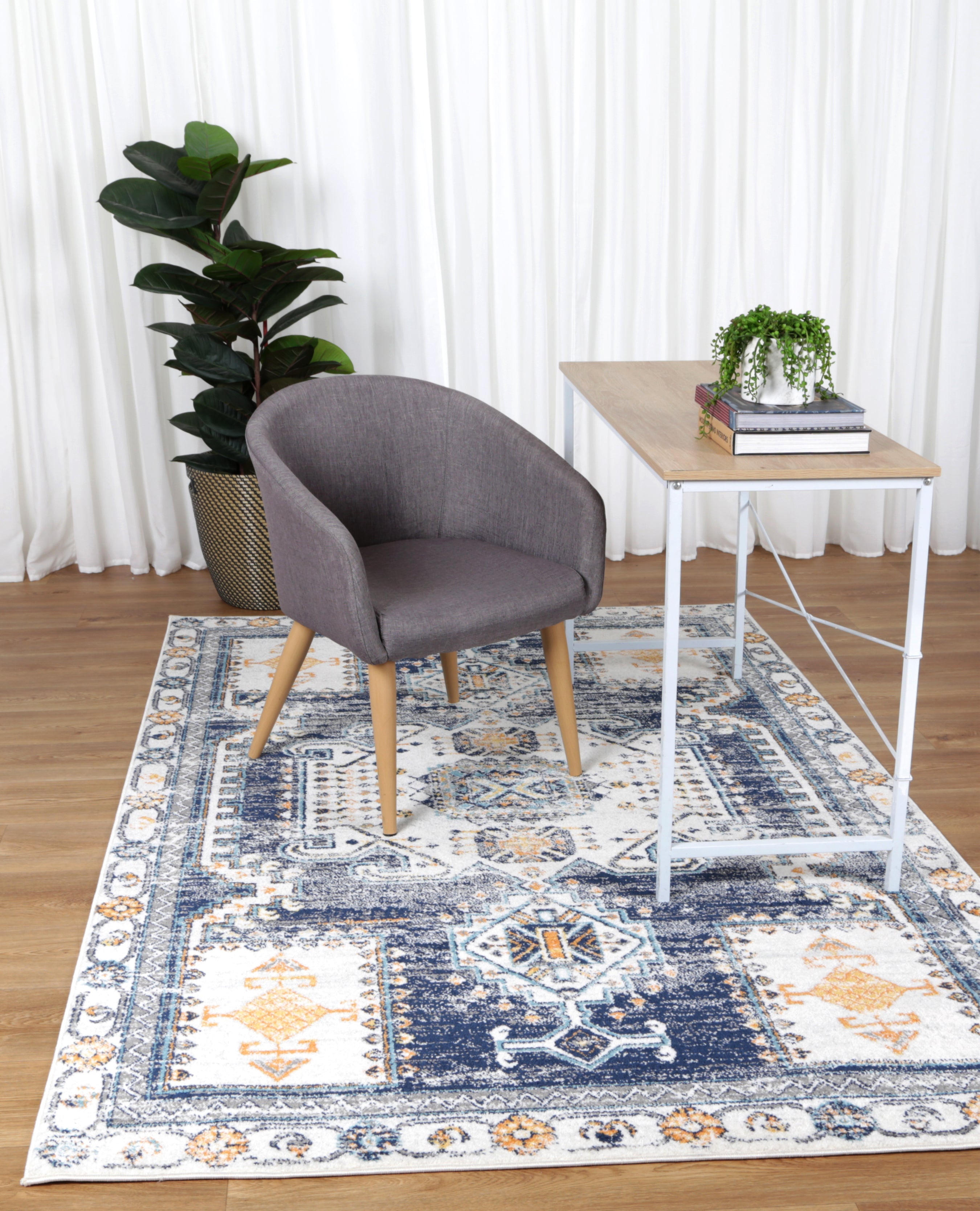 Provence Taza Blue Cream Transitional Rug - PROV06