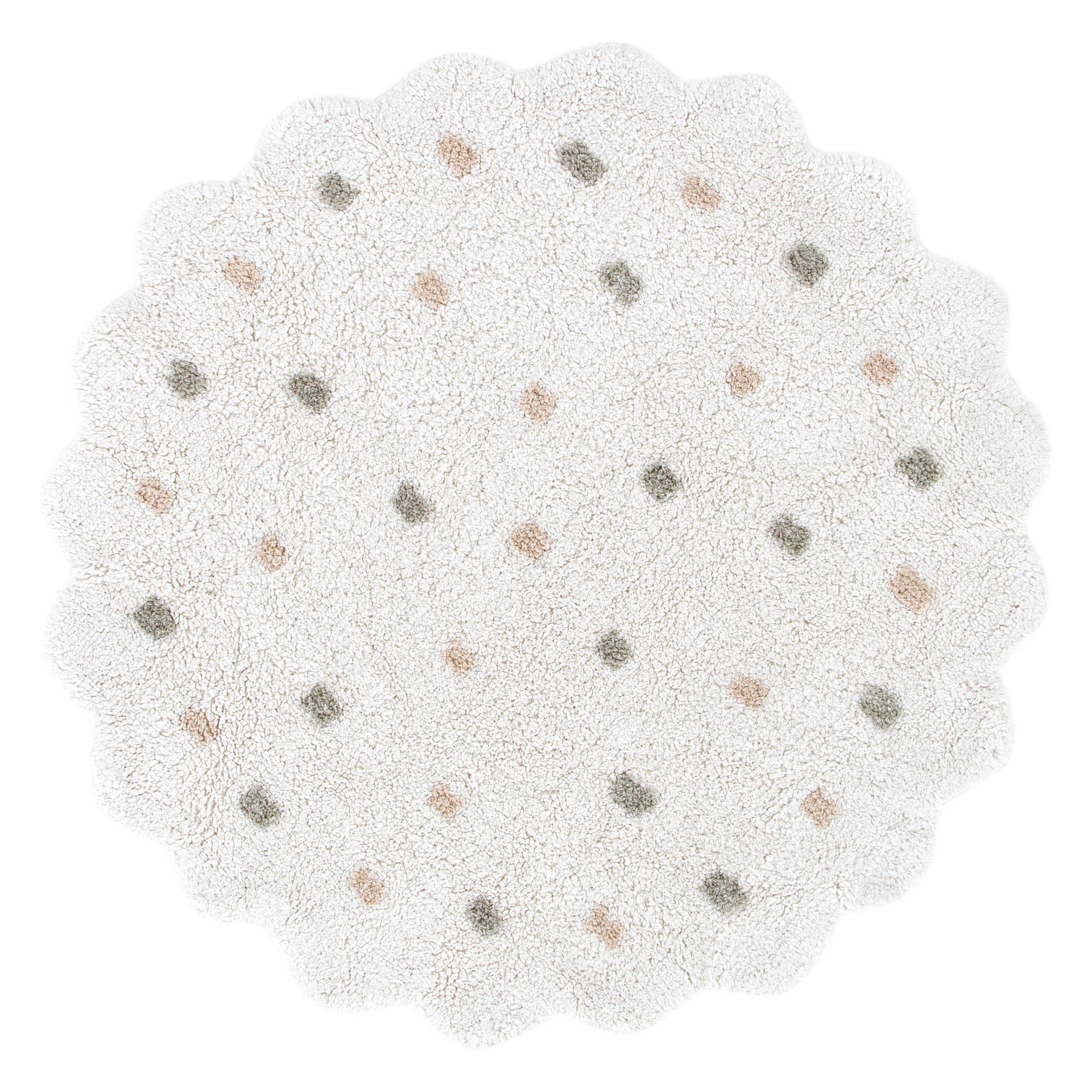 Mellow Round Scalloped Kids Rug White & Multi: New Arrival